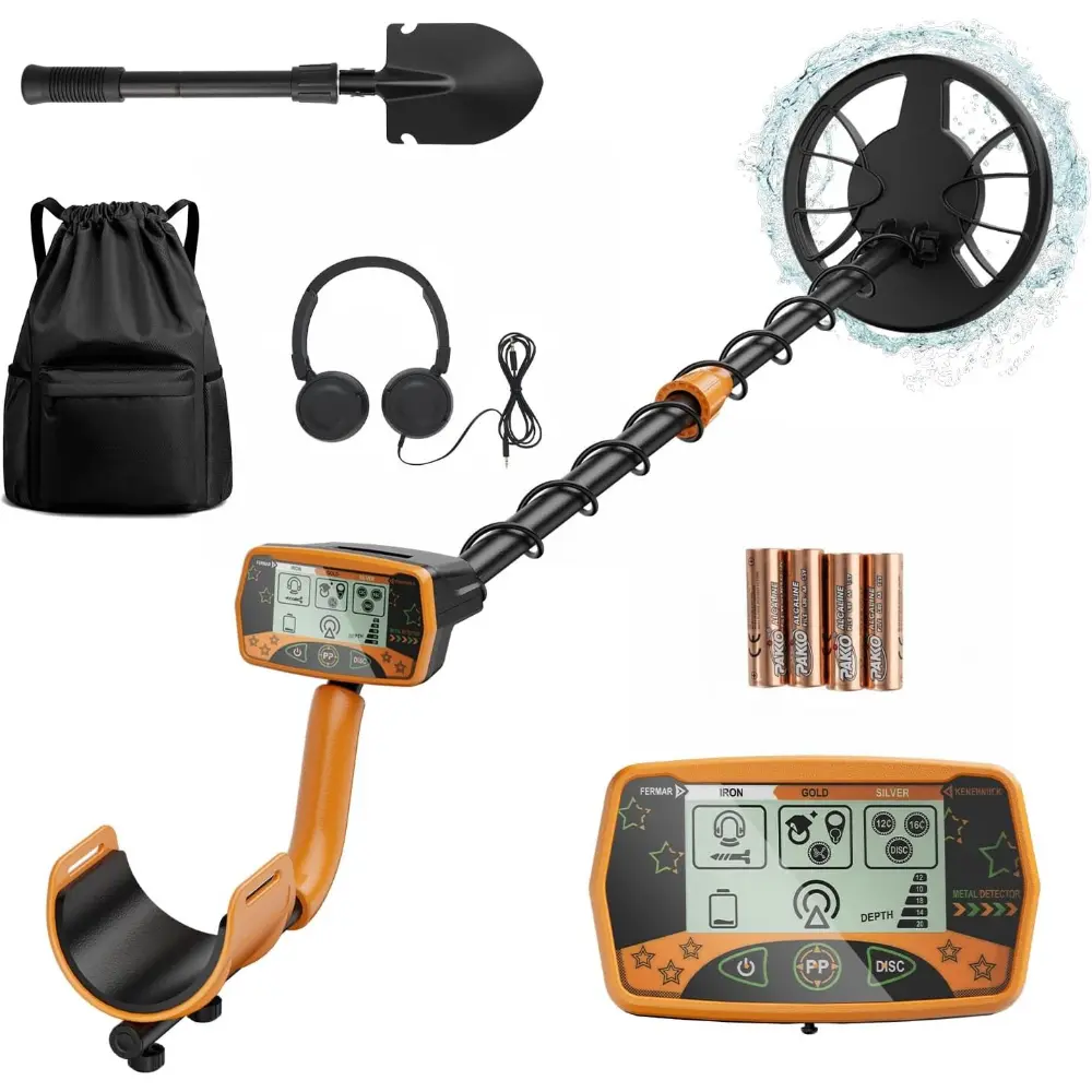 Portable Handheld Waterproof Metal Detector for Adults, 8" High Accuracy Gold Finder with LCD Display & All Metal Modes for Beach, Camping, Handheld Metal Detector