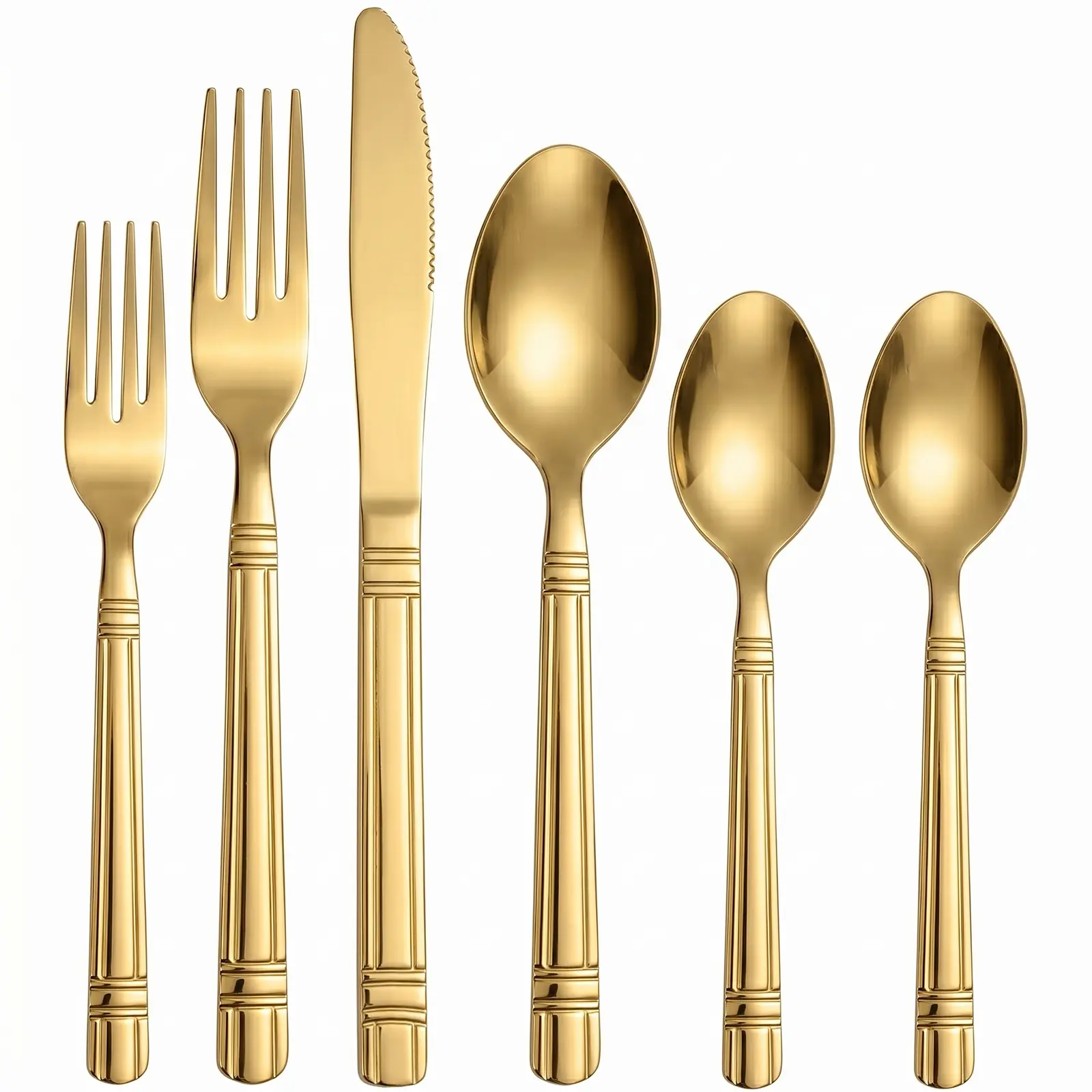 48Pcs Black Gold Silverware Set For 8 48Pcs Black Gold Silverware Set For 8