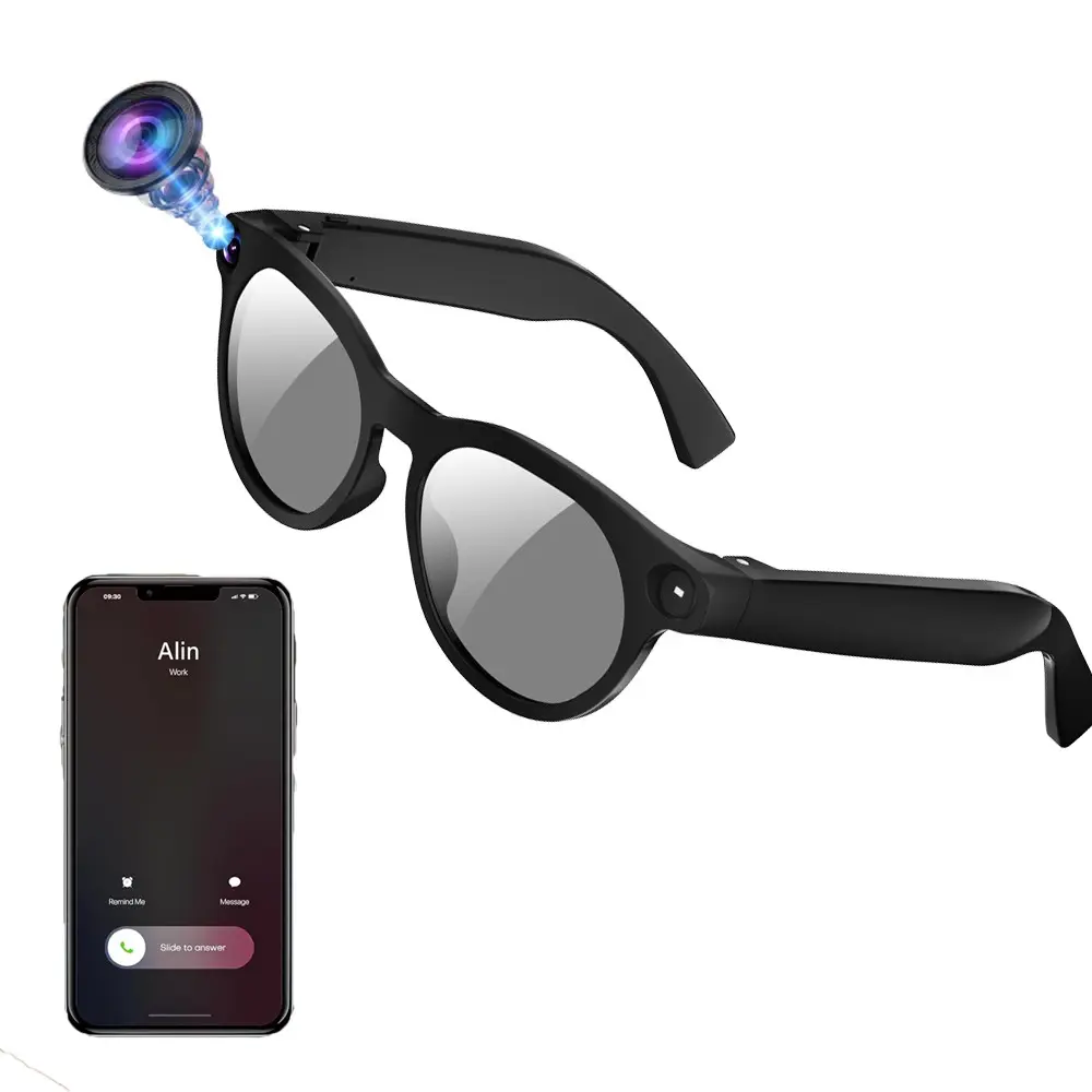 Bluetooth AI Smart Glasses for Women，8MP Camera, 1600*1200 Pixel Video Shooting,One Click Audio Recording, 4GB Memory, 290Mah Battery,AI Real Time Translation, Build-in Mic & Speakers, Bluetooth Calling, Music Playback, 2 Lenses