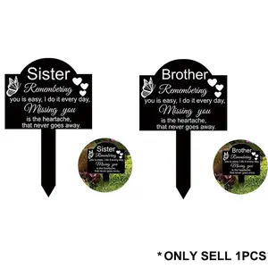 Garden Cemetery Grave Marker, Cemetery Monument Garden Stake Sign, Outdoor Yard Black Garden Aesthetic Decor Gift, Acrylic Cemetery Memorial Plaque, Memorial Signage, Decoration, Sister Brother Remembrance