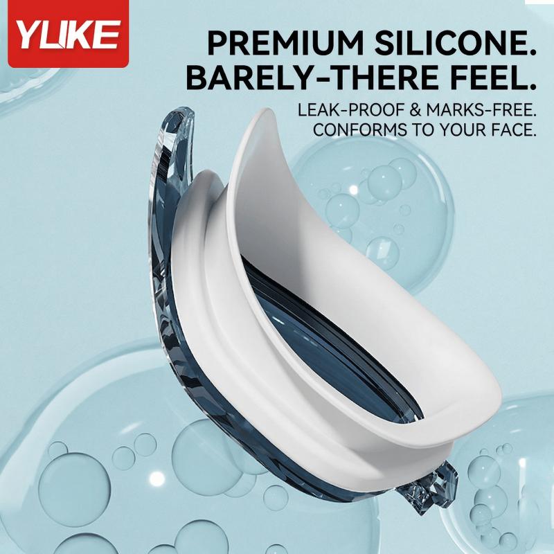 YUKE Swim Goggles and Silicone Cap Set HD Anti-Fog Lenses with Attached Earplugs Leak Proof Summer Pool Essential