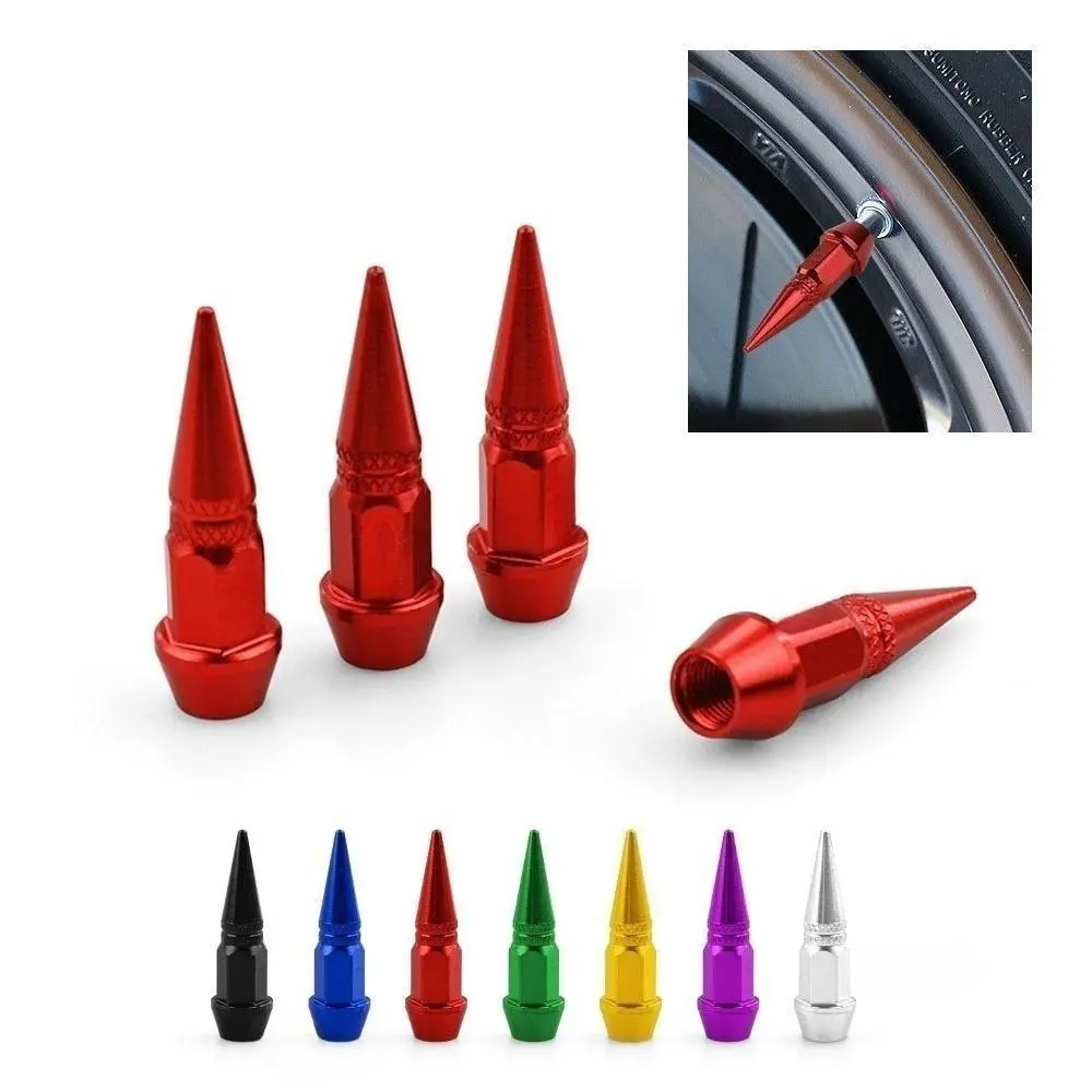 Spiked Aluminum Tire Valve Stem Caps, Dustproof Universal Tyre Valve Caps, Durable Wheel Accessories Fit Cars, Trucks, Motorcycles & Bicycles