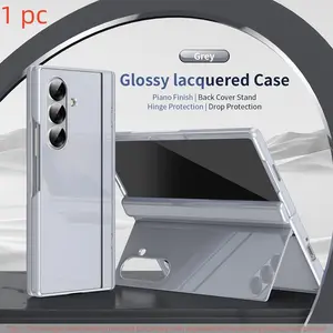 High-End Glossy Protective Phone Case for Samsung Galaxy Z Fold7/6/5/4/3, Includes Tempered Glass Screen Protector, Stand, Hinge Protection, Anti-Slip Shockproof
