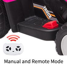 GARVEE 12V Battery Powered Electric Tractor with Trailer for Toddlers 3-6 Years, Featuring Remote Control, 7-LED Headlights, 2+1 Gear Shift, Music Player, USB Port, Rose Red Color, 35W Motor, EVA Tires