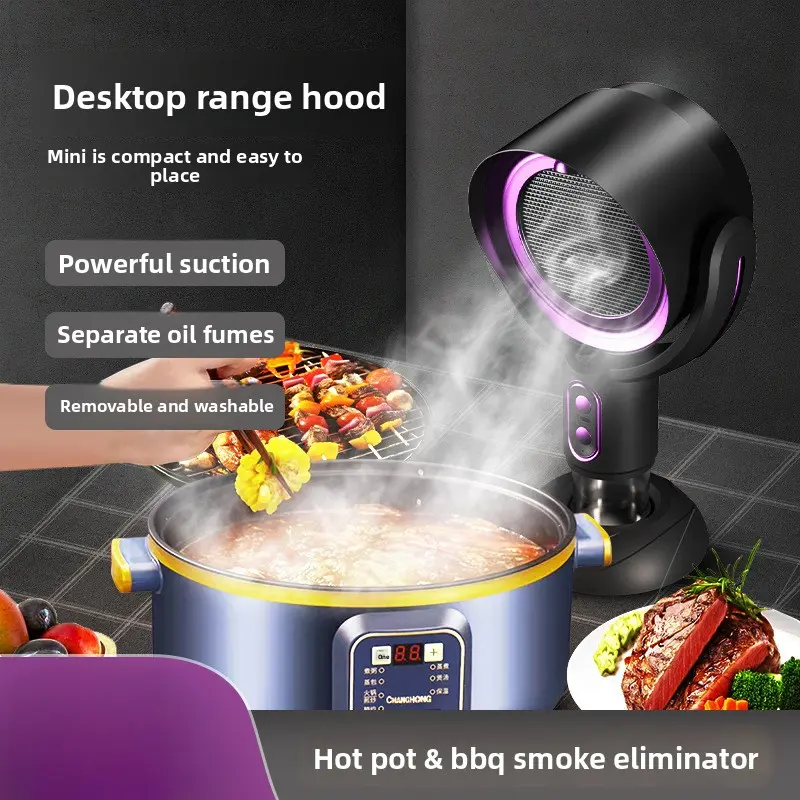 Y8 Mini Compact and Easy to Place Desktop Range Hood for Kitchen - Smoke Extractor, Deodorizing Air Purifier for Barbecue, Hot Pot Enthusiasts