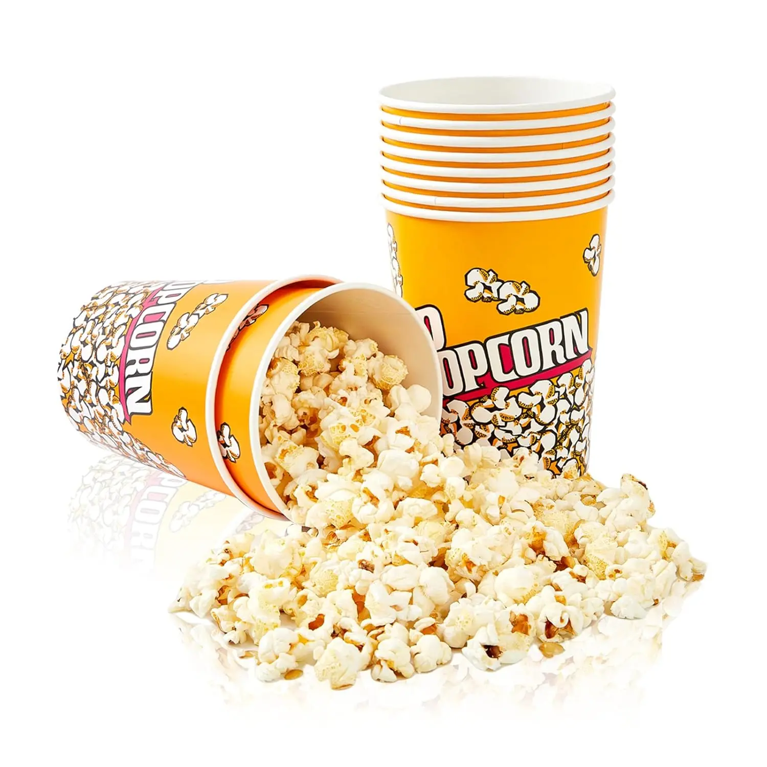 Popcorn Buckets Disposable 32oz Retro Style Paper 25 Pack Leak Proof Popcorn Containers Bowls for Family Movie Night & Party