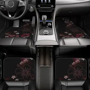 4 Piece Car Floor Mats and Trunk Liners, Polyester, Floral Theme, All-Weather, Fits 95% Vehicles, Ideal Gift, Fashionable Interior Protection, Automotive Floor Mats