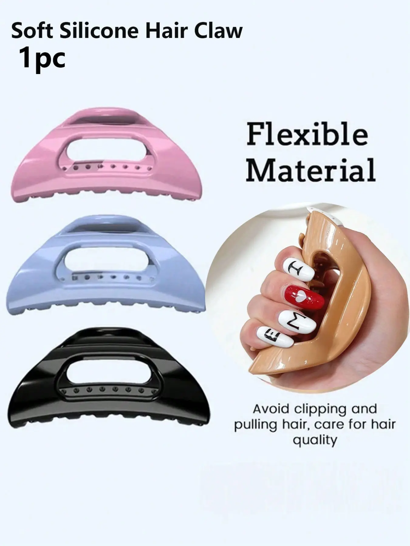Soft Silicone Hair Claw, Anti-Drop Unbreakable Hair Clip, Square Hair Claw Clips for Women, Flexible Clawclip for Thick Hair, Lightweight Large Clip, soft hairpins, suitable for various occasions, 2026 New Design Fashion Hair Accessories, Hijab Hair Clip