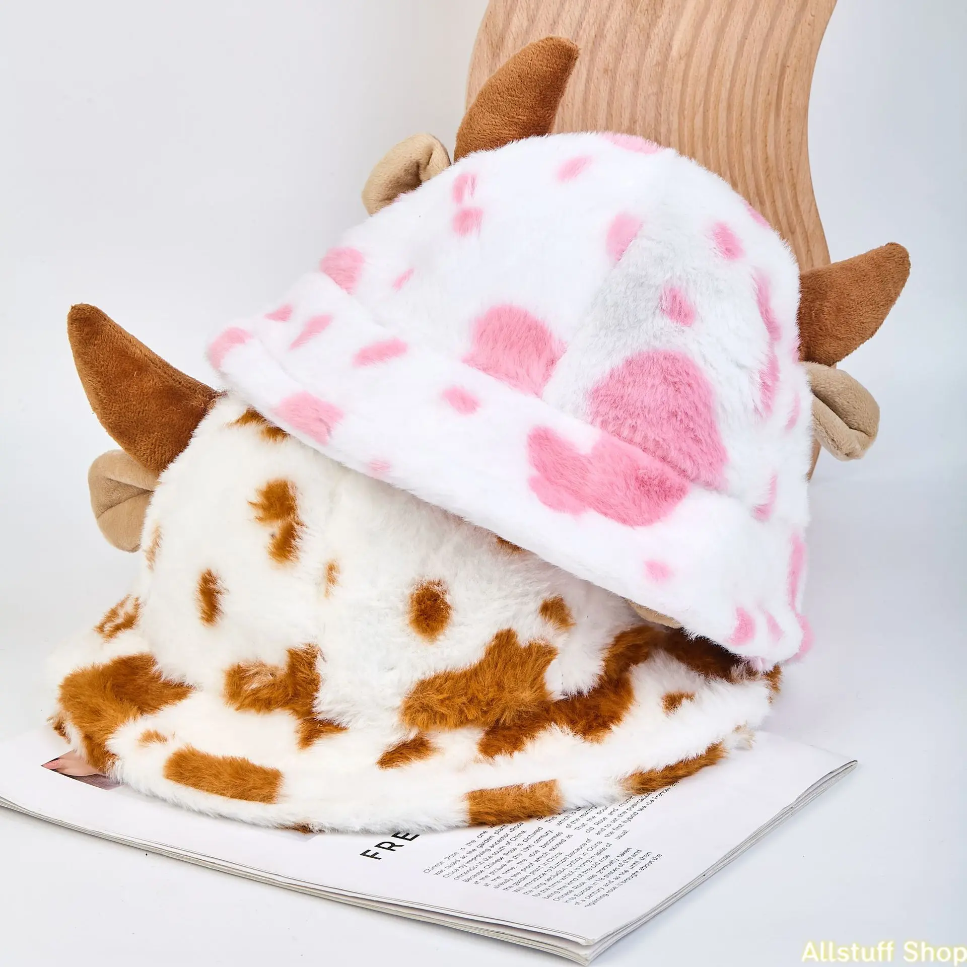 [Men's Fuzzy Fisherman Hat] Fuzzy Men's Warm Fisherman's Hat - Brown Cow Horn Hat