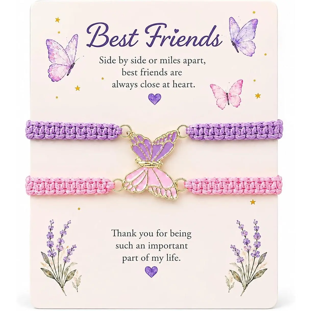 2 count   Bracelet for 2 Bff Butterfly Matching Bracelet for Bestie Birthday Gifts Friendship