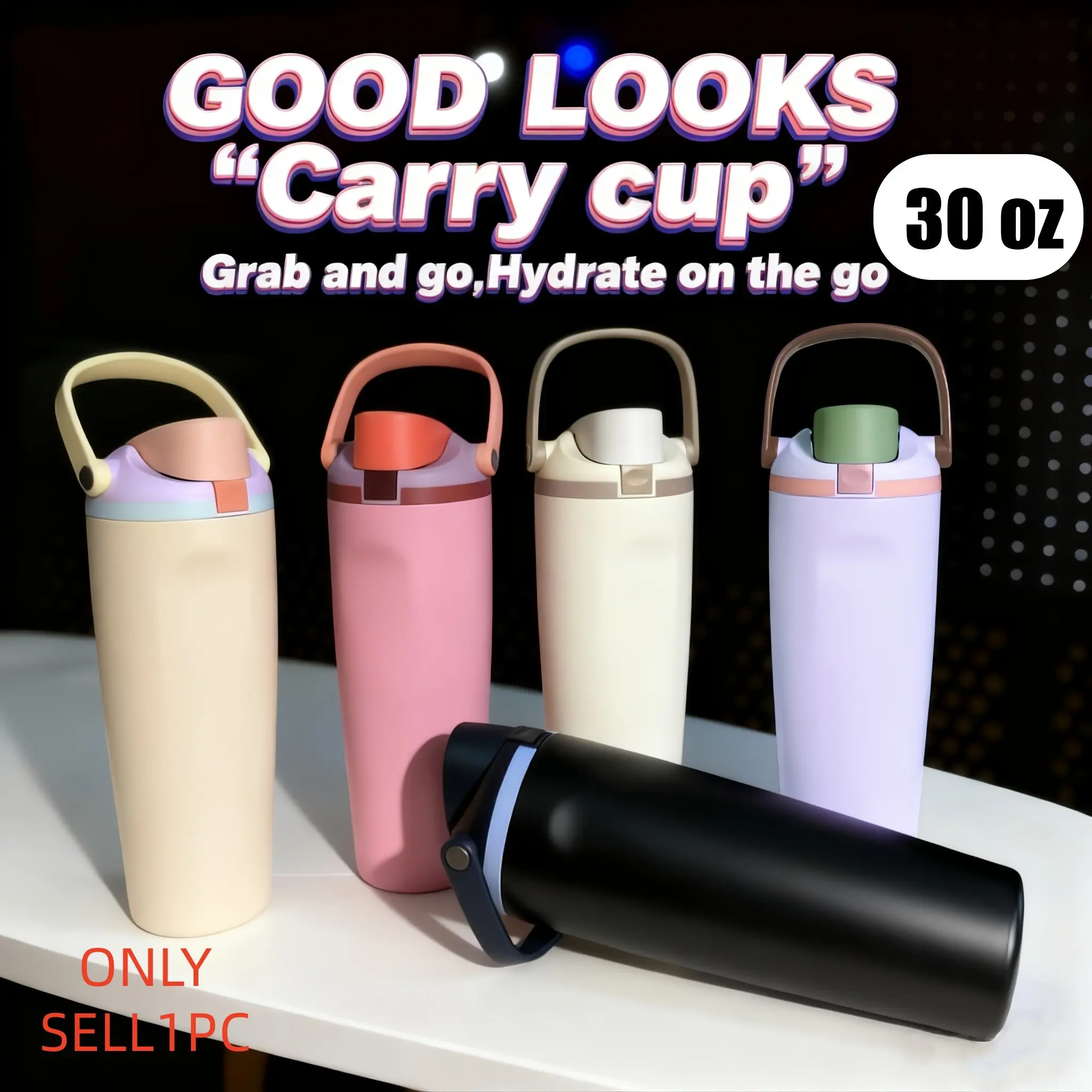30oz Large Capacity Lock Lid Water Bottle, 304 Stainless Steel Insulated Cup with Straw Lid, Leak-Proof Portable Design, Ideal for Outdoor Travel, Leakproof Hydration Tumbler