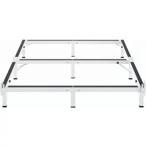 Best Seller Stable Support MAF Metal Bed Frame Cal King, 9-Legs Support Bed Base, 8 Inches California King Bed Frame for Box Spring and Mattress, Basics Bed Frame Headboard Attachable Tool-Free Easy Assembly, White
