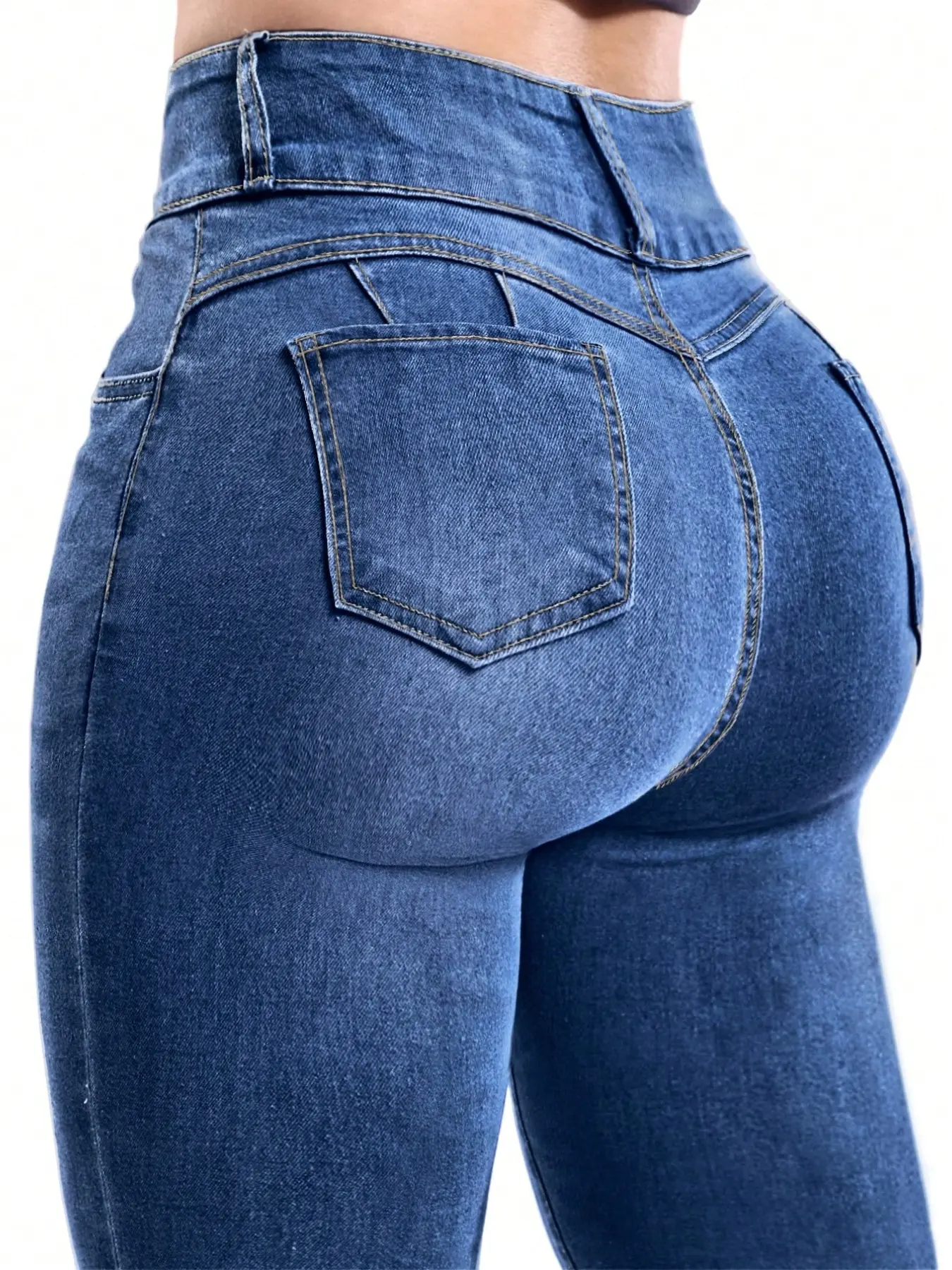 Medium Wash Curve Seam Skinny Jeans Fall Halloween Back To School Birthday Mexican