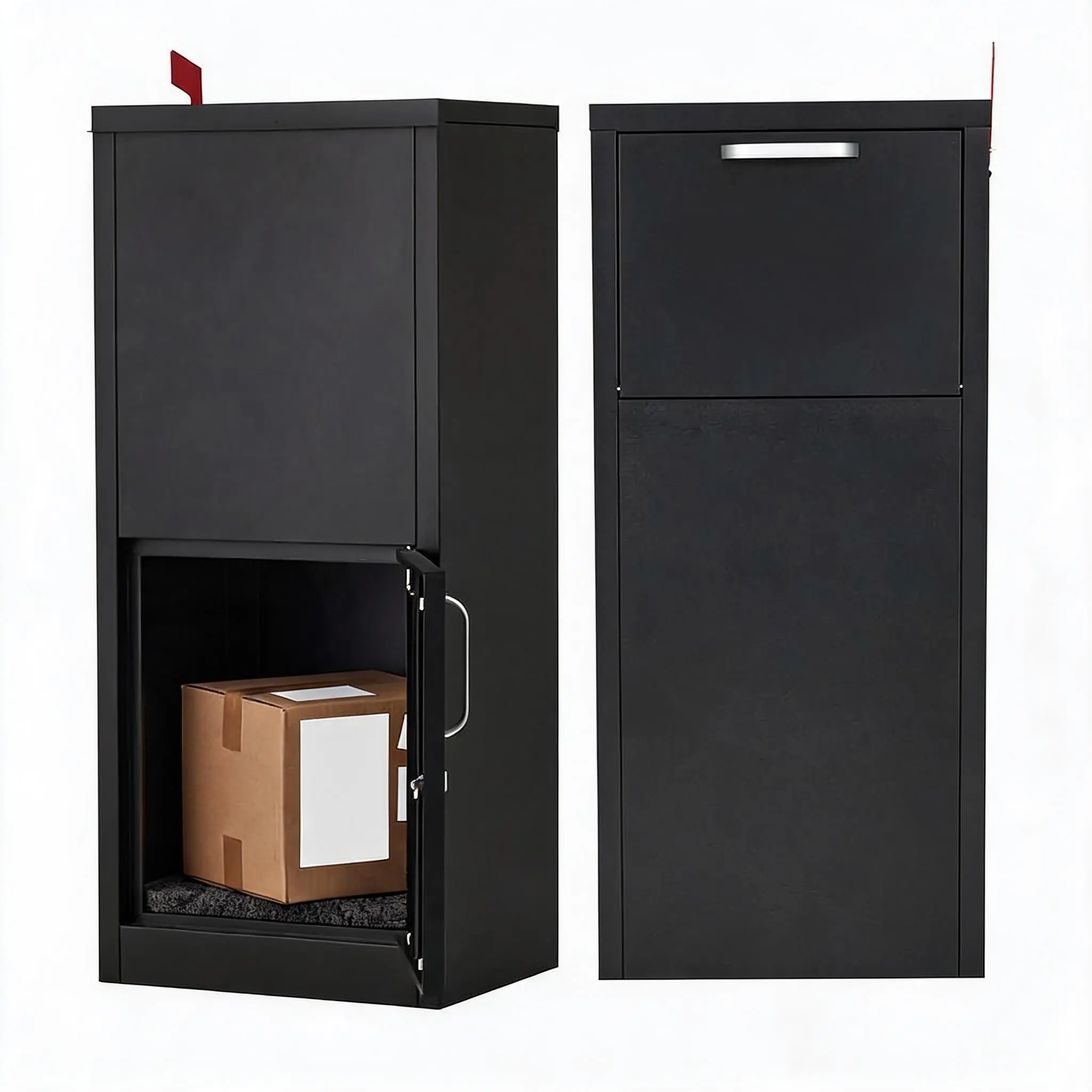 35.4" Large Outdoor Package Delivery Box, Anti-Theft Galvanized Steel Parcel Drop Box with Secure Lock & Shock Cushion, Waterproof, Rust-Proof