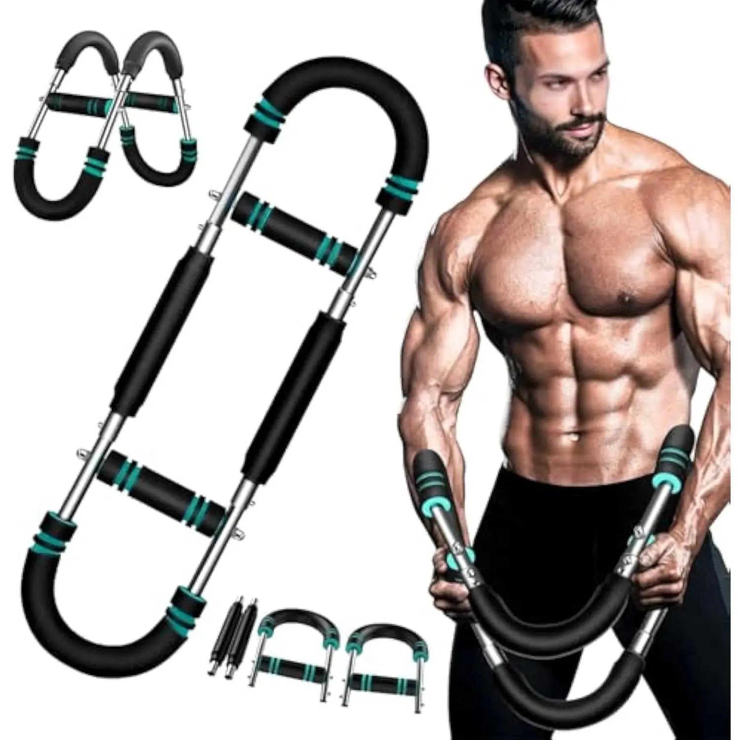 Twister Arm Exerciser Adjustable Spring Workout Bar for Forearm Triceps Chest Strengthener Portable Home Fitness Equipment U60-120lbs Kit