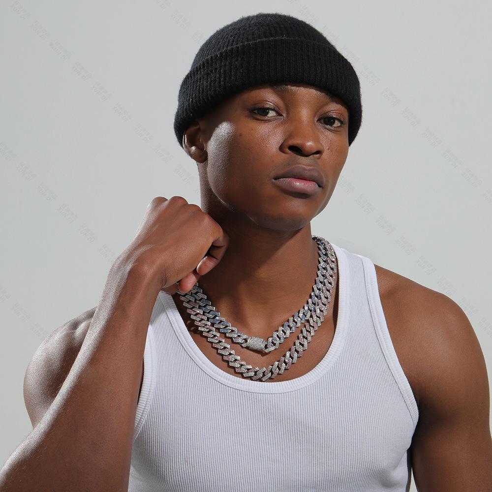 Classic Fashion Trend Men's Necklace 15mm Exaggerated Diamond Geometric Trendy Hip-hop Jewelry Large Gold Chain