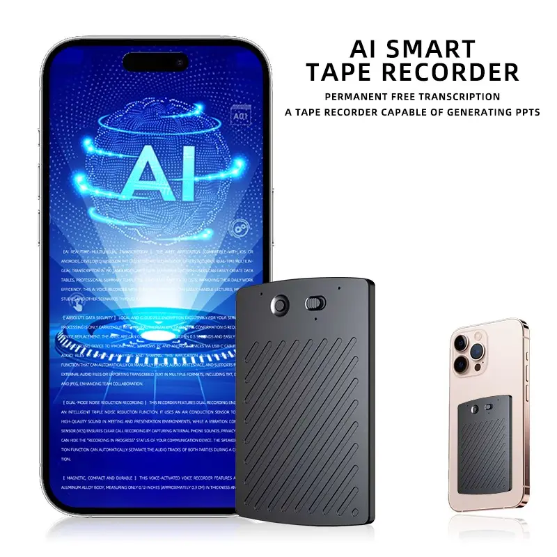 Ai Smart Voice Recorder for Classrooms and Meetings, Free Transcription, 64GB Capacity, Noise Reduction, Summarize, Mind Map, Ppt Generation, Noise Canceling Recorder, Audio Equipment