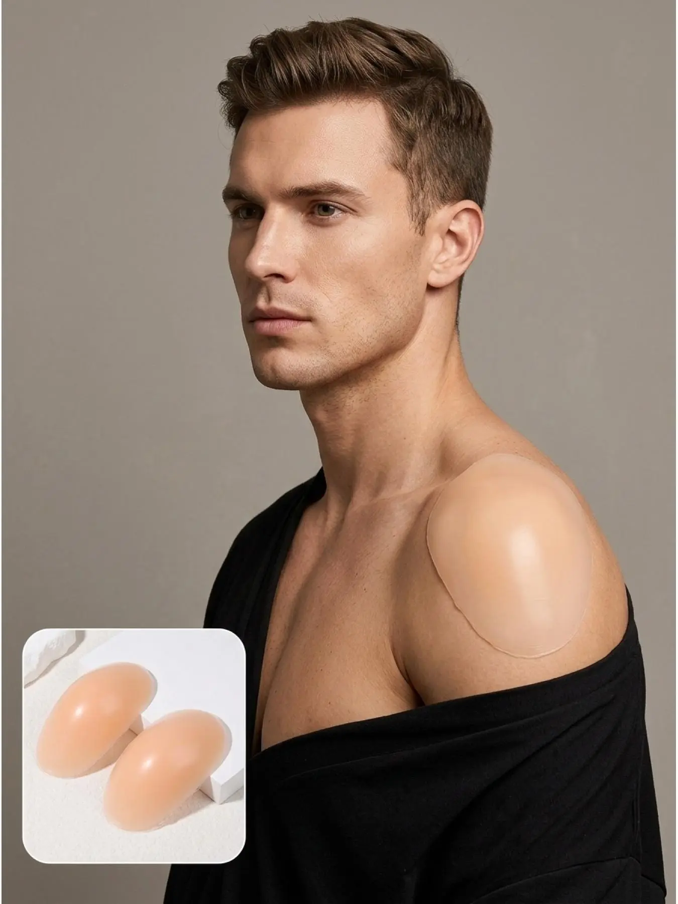 2 pieces of universal silicone shoulder pads for men and women, body padding, invisible shoulder pads, washable, reusable, fake shoulders, suitable for suits and professional wear.