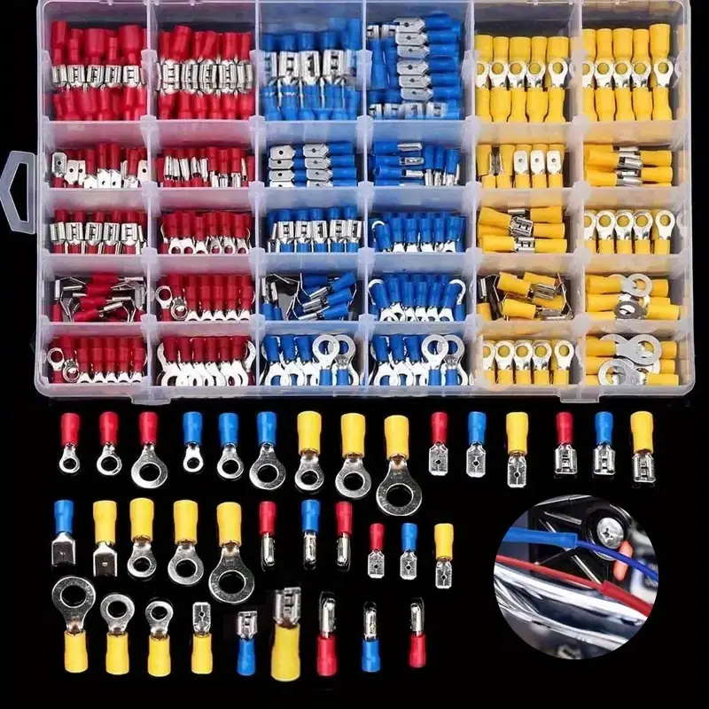280PCS Wire Connectors Kit, Insulated Electrical Wire Terminals, U-Type Male/Female Wire Cable Crimp Terminals, Fork Spade Butt Ring Connector Assortment, Terminal Plug Wiring Connectors, Quick Connectors