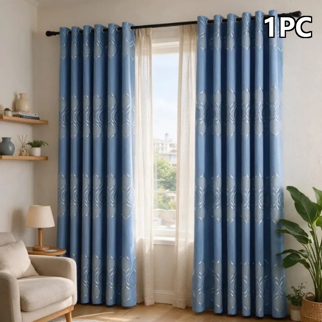 1pc Modern Minimalist Luxury Chinese Style Curtain for windows, High-Density Polyester, Sunblock Privacy Dustproof Windproof, Living Room Bedroom Universal