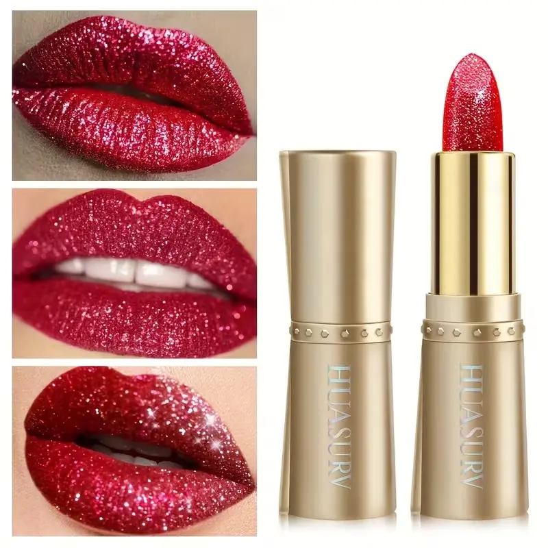 Lipstick, Waterproof, Non-Sticky, Color, Long-Lasting Makeup, Pearlescent, Sparkle, Radiant, Easy to Use, Suitable for Beginners, Lip Gloss