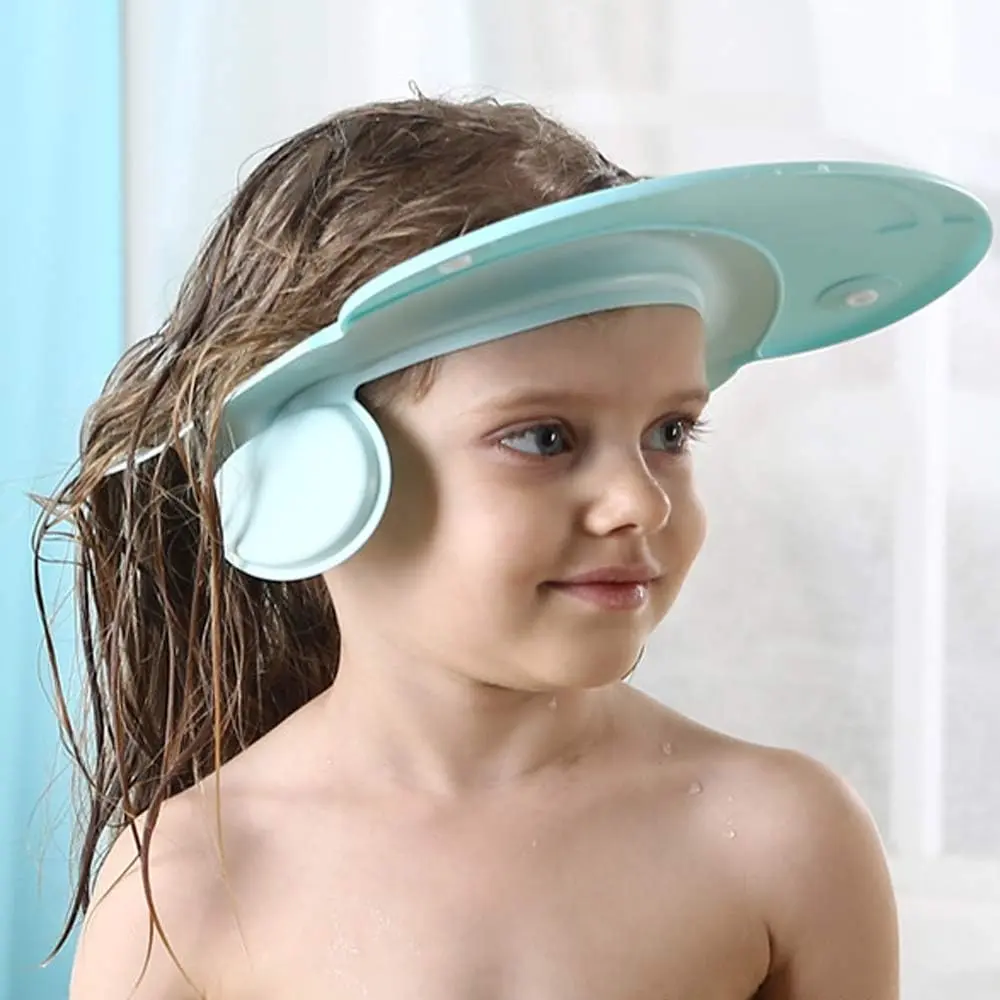 Children Bath Shower Cap wash Shampoo Visor Shield hat Prevent Water Entering The Eyes and Ears Bathing tub Head Hair Rinser Protection Kids Toddler Baby (Blue)