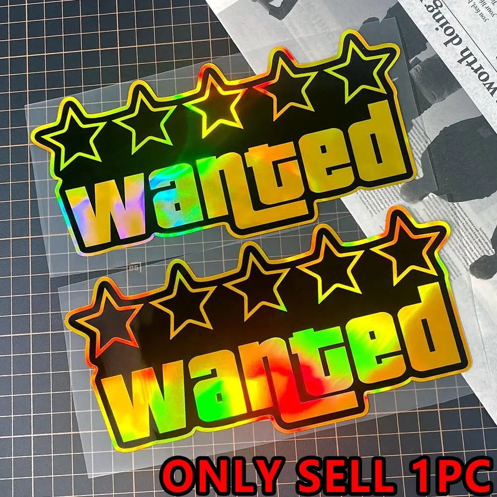 1PC Limited Edition Five-Star WANTED Waterproof Vehicle Decals Suitable for Cars, Motorcycles, Electric Vehicles, Bicycles, Laptops and Luggage Decoration Creative and Durable Bodywork Scratch Concealment Stickers