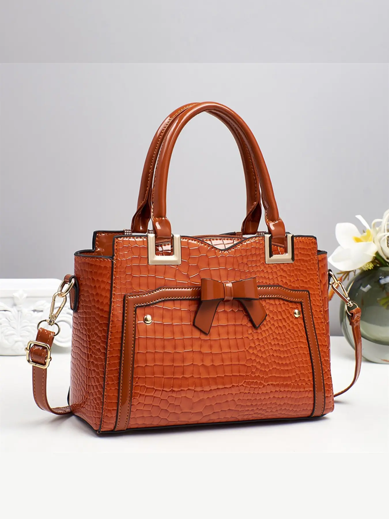 Crocodile Pattern Fashion Retro Crossbody Bag, Multifunctional Large Capacity Shoulder Bag, Stylish Design, New Women's Small Square Handbag, Elegant Shoulder Bag, Fashion Crossbody Bags