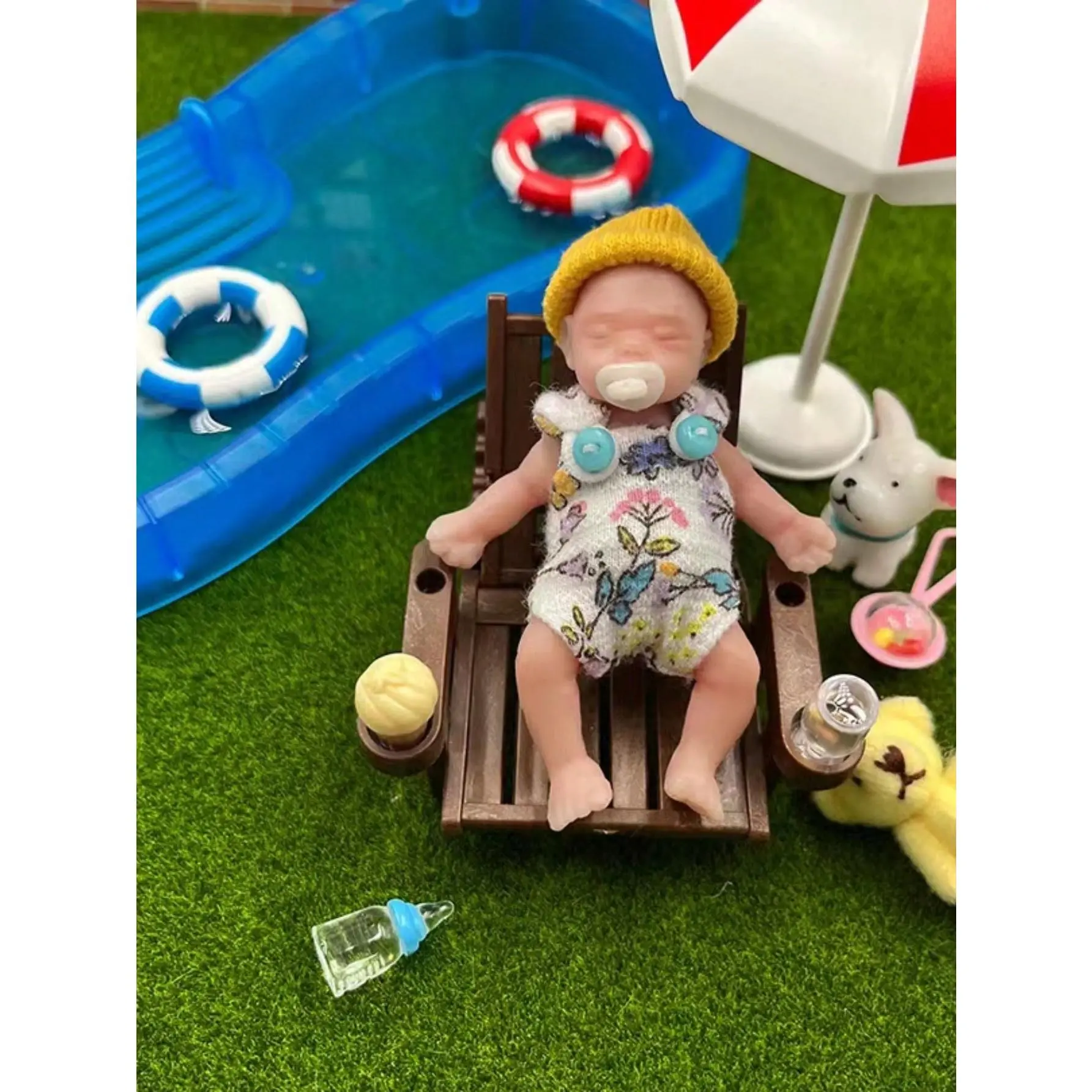 Mini Silicone Baby Dolls, 3 Inch Realistic Newborn Baby Dolls Full Silicone Sleeping Little Mini Real Life Baby Girl Miniature Baby with Playset Accessories