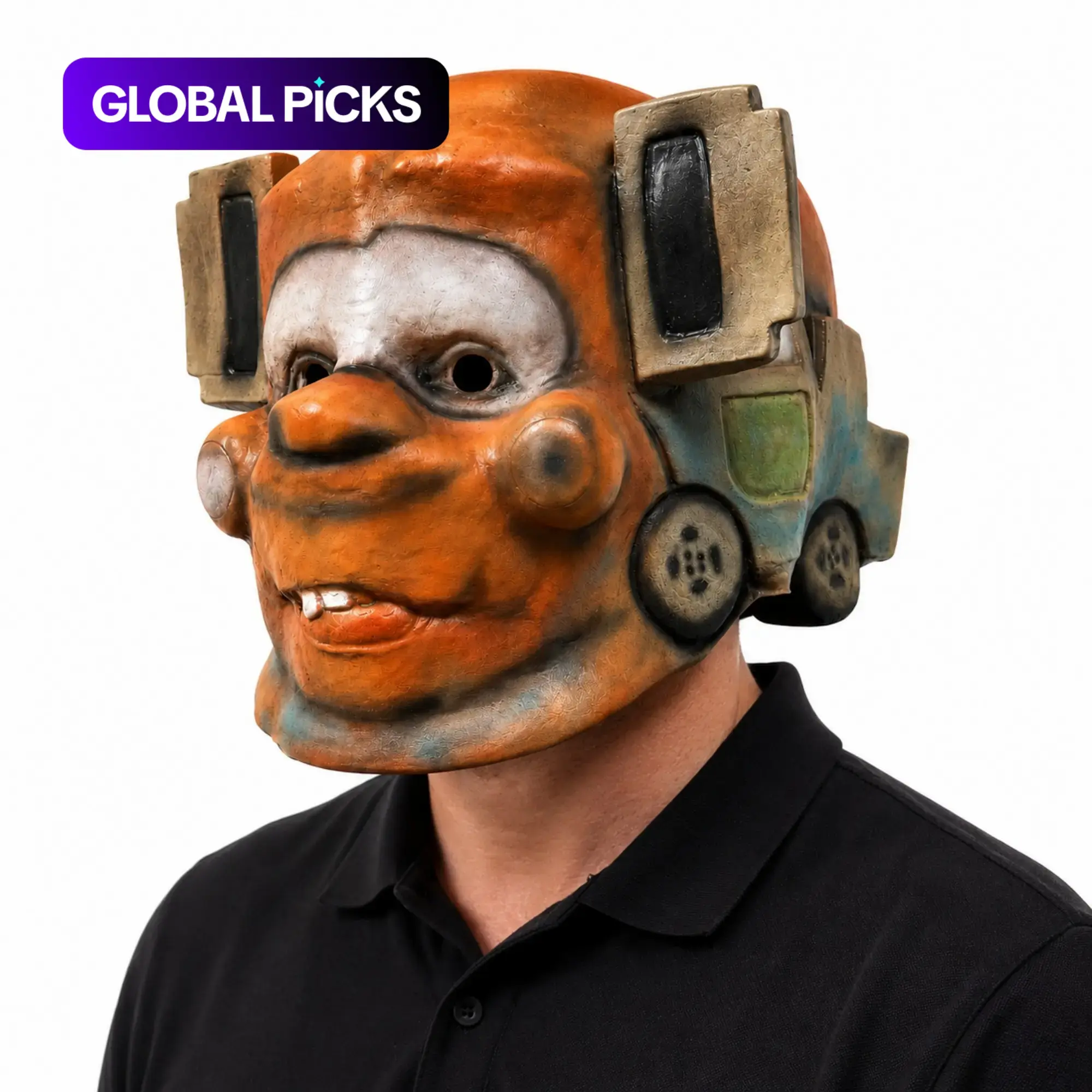 Funny Rusty Tow Truck Latex Mask, Cartoon Creepy Goofy Buck Teeth, Full Head Mask for Halloween, Cosplay, Carnival, Party Photo Prop, Adult Party Props