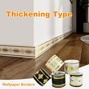 Self Adhesive Durable Wallpaper Borders,Large Roll Marble Panel Wallpaper,DIY Wallpapers,196.85in X 3.94in, Removable Without Residue, Peel and Stick Baseboard Skirting Line Sticker for Home Decor