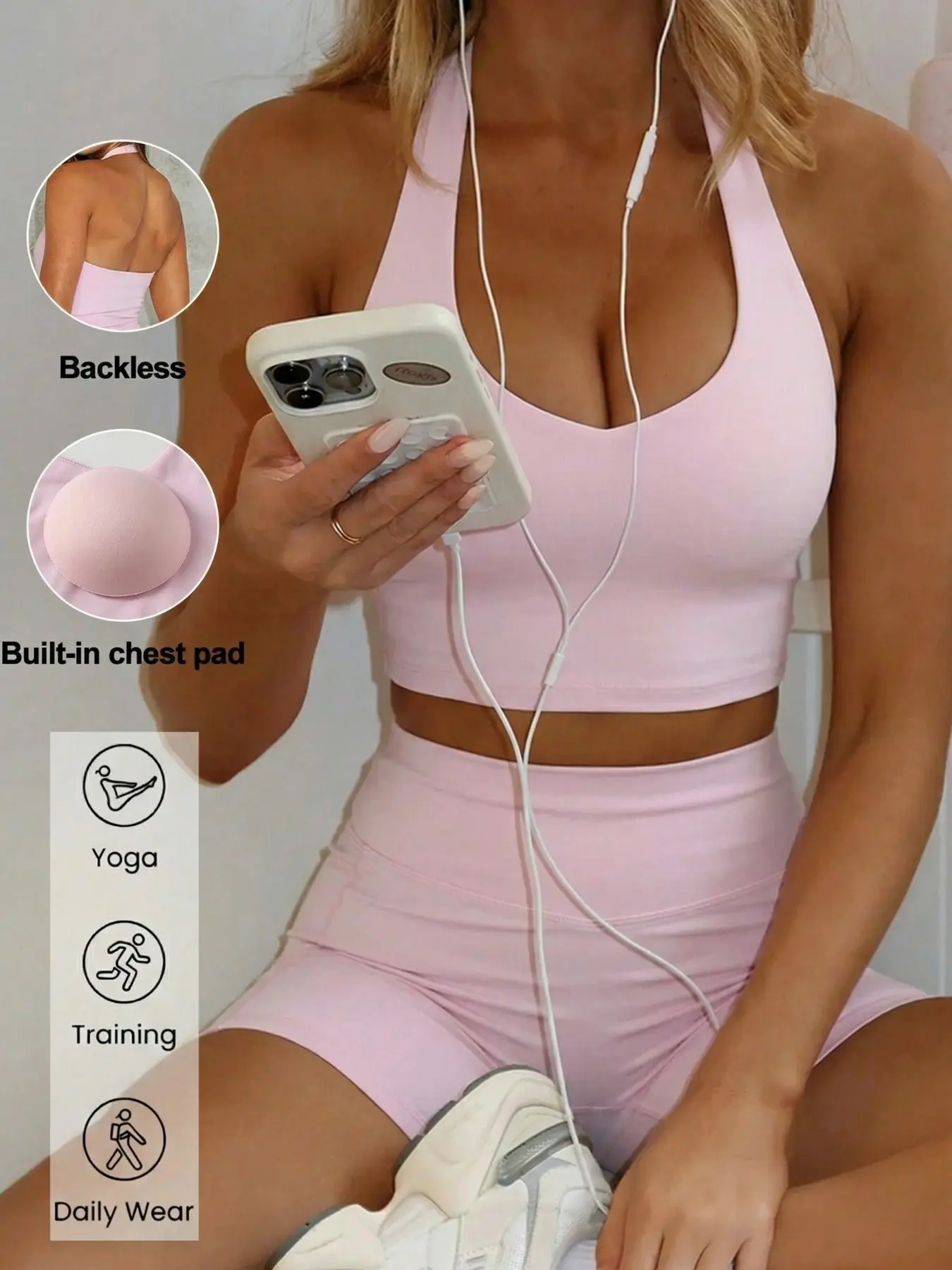 Women's Yoga Set, High-Waisted Butt-Lifting Shorts with Padded Sports Bra, Tight-Fit Two-Piece Athleisure High Stretch Activewear, Activewear Yoga Fitness