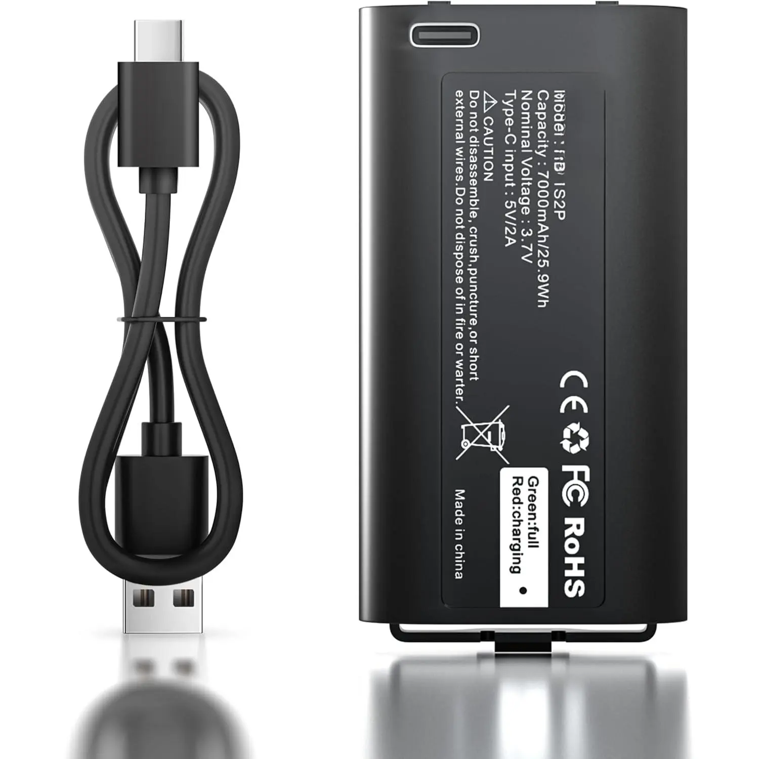 1-Pack Rechargeable Lithium Cell Battery with USB Cable for myQ Smart Garage Video Keypad, 7000mAh 25.9Wh Type-C Fast Charging Keypad Power Accessory