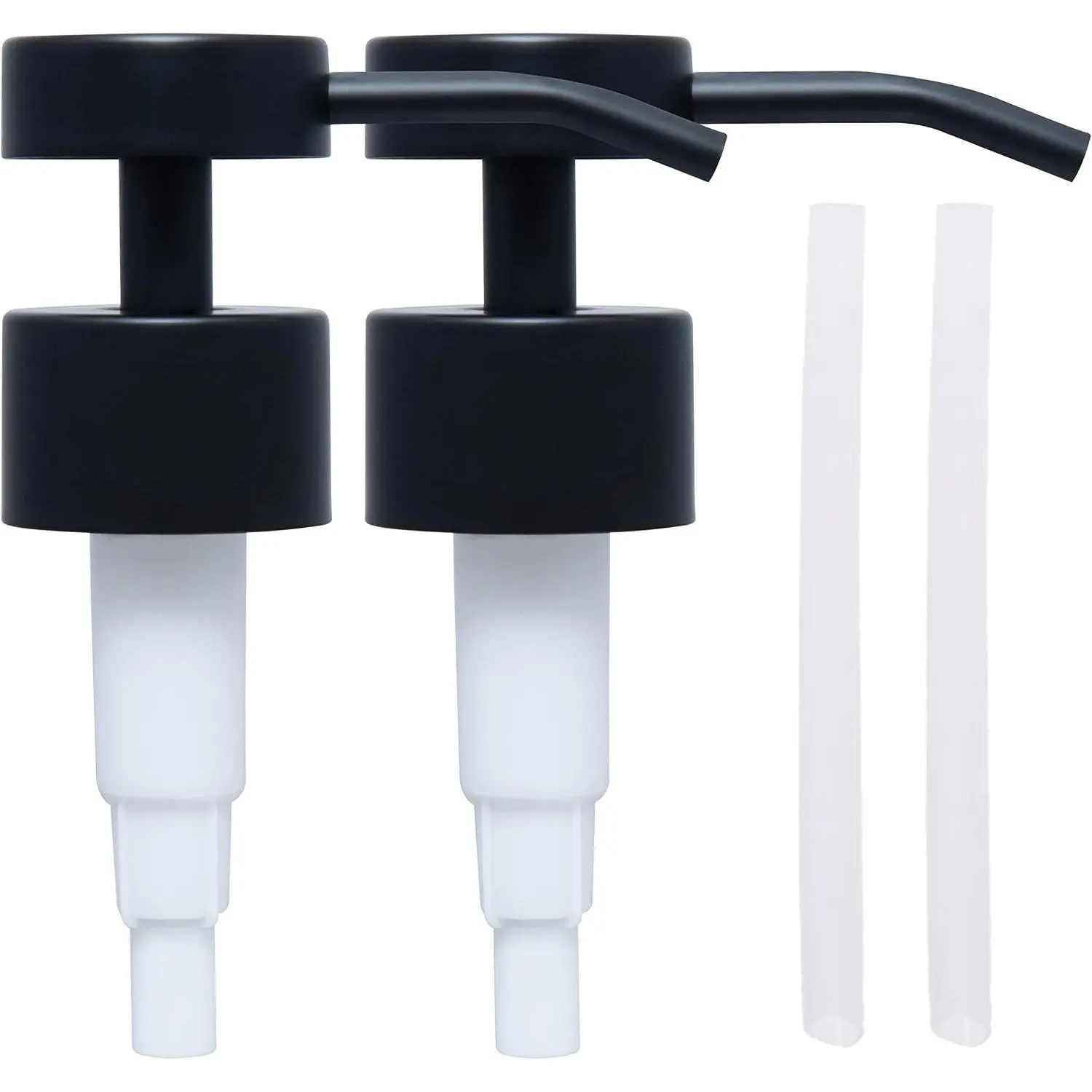 Elegant Flat Top Stainless Soap and Dispenser Pumps (Black, 2 Pack)