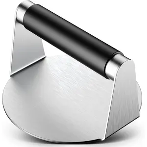 Smash Burger Press, Hamburger Smasher Tool for Griddle, Stainless Steel Ham Patty Press with Anti-Scald Handle, 5.5" Non Stick Grill Press for Smashburger, Bacon, Ground Beef, Meat, Sausage