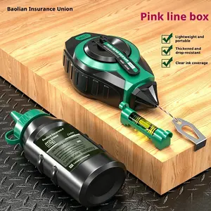 Baolian 30m Chalk Line Reel Kit, Refill Chalk Ink & Mini Spirit Level, DIY Wall Repair, Furniture Installation, Carpentry Layout Tool, Layout Measuring Tool