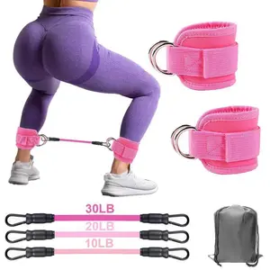 Ankle Resistance Bands with Cuffs,  Ankle Bands for Working Out, Ankle Resistance Band for Leg, Booty Workout Equipment for Kickbacks Hip Fitness Training, Adjustable Wrist Weights, Home Exercise Equipment, Home Gym Kit