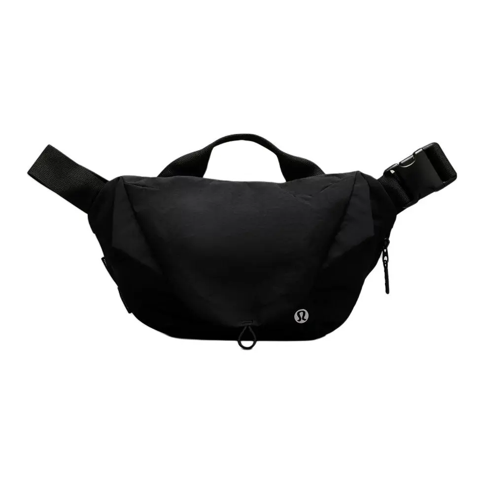 Lululemon Curved 3L Nylon Magnetic Closure Tote Bag for Men and Women – Casual Unisex Black Crossbody, Shoulder, or Waist Bag