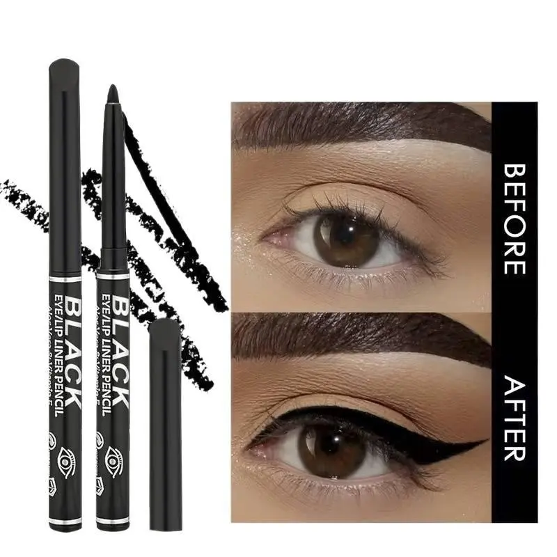 Korean Glow 2-in-1 Automatic Gel Pencil Set - Gentle Beauty Products for Adults, Sensitive Skin, 24hr Waterproof, Thin, Matte, Smooth, Lightweight, Stain-Resistant Rotating Eyeliner & Temporary Lipliner (Blue), Long-Lasting, Two-In-One Eyeliner