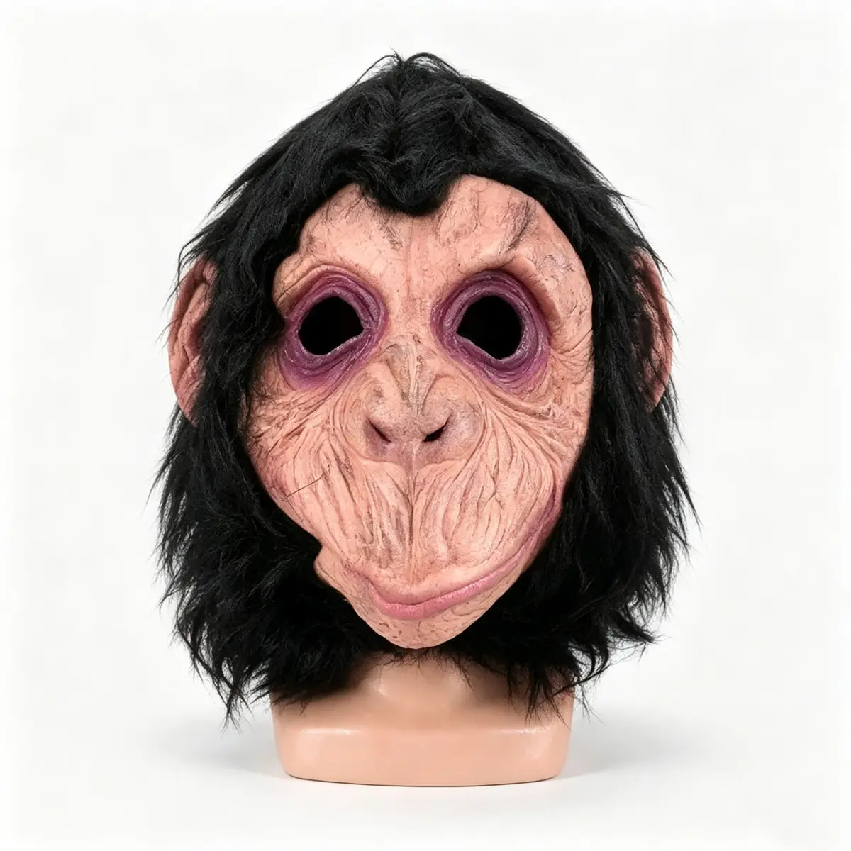 Realistic Black Fur Gorilla Mask - Full Head Latex Ape Costume Party Props - Ideal Spooky/Funny Animal Theme Accessory for Halloween Parties, Cosplay, Stage Show and Prank Pranks Hyper Realistic Mask