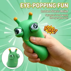 1/3Pcs Green Worm Squeeze Eye Popping Toy Fidget Sensory Stress Relief Toy Adult Birthday Gift Decoration Ornament