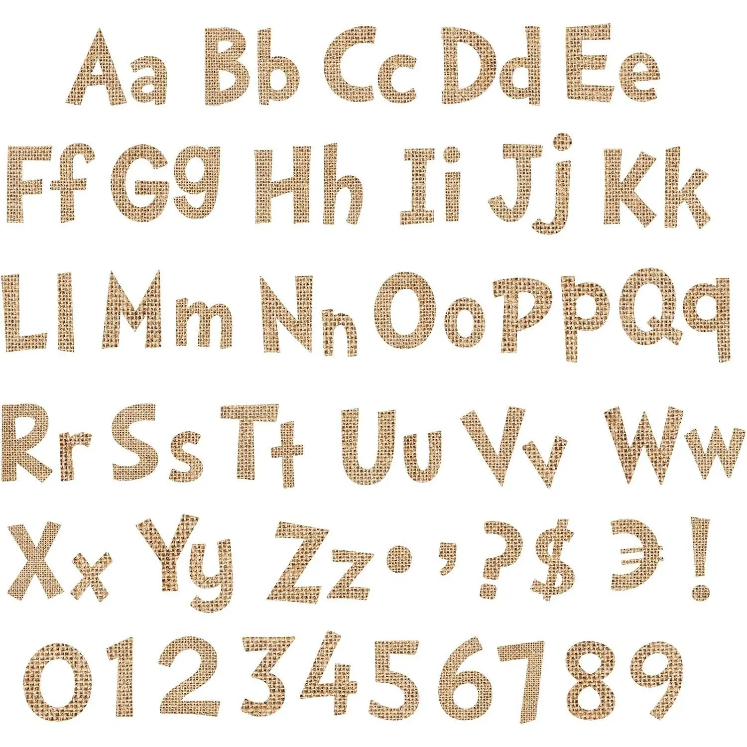 134 Pcs 5 Inch Burlap Style Bulletin Board Letters Alphabet Numbers Combo Set, Cutouts for Classroom Back to School Decor Display