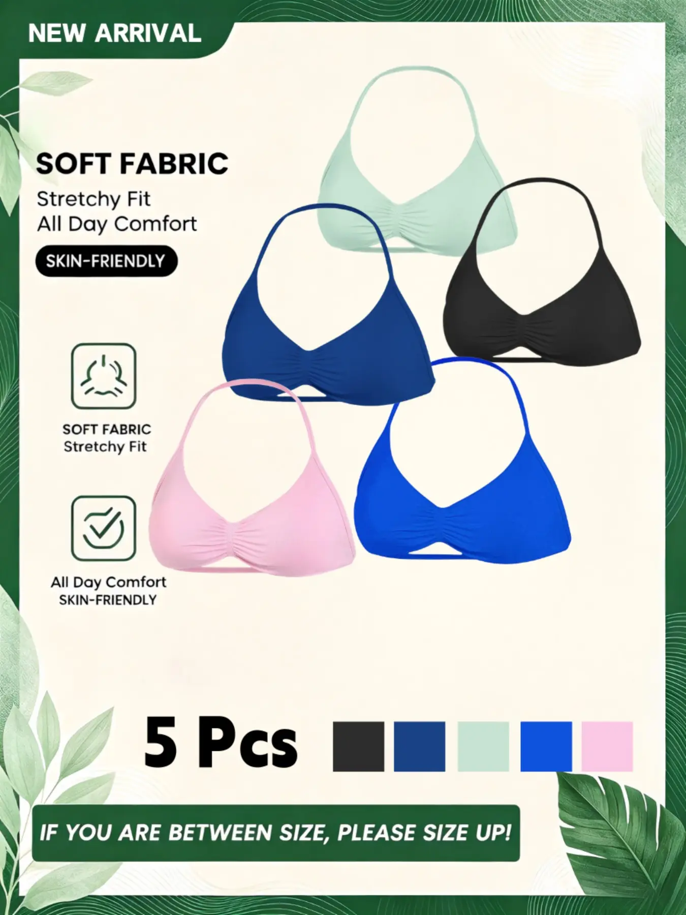 5 Pcs Women's Halter Neck Sports Bra, High Elastic Quick-Dry Push Up Yoga Top, Sexy Backless Workout Tank Top, All Seasons