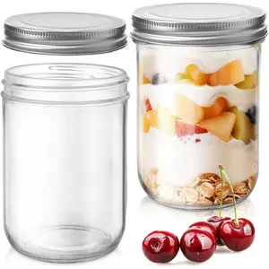 2 Pack Wide Mouth Mason Jars 16oz - Airtight Glass Canning Jars for Food Storage, Meal Prep, Overnight Oats, Pickling, Salad & Wedding Favors (Leak-Proof Lids)