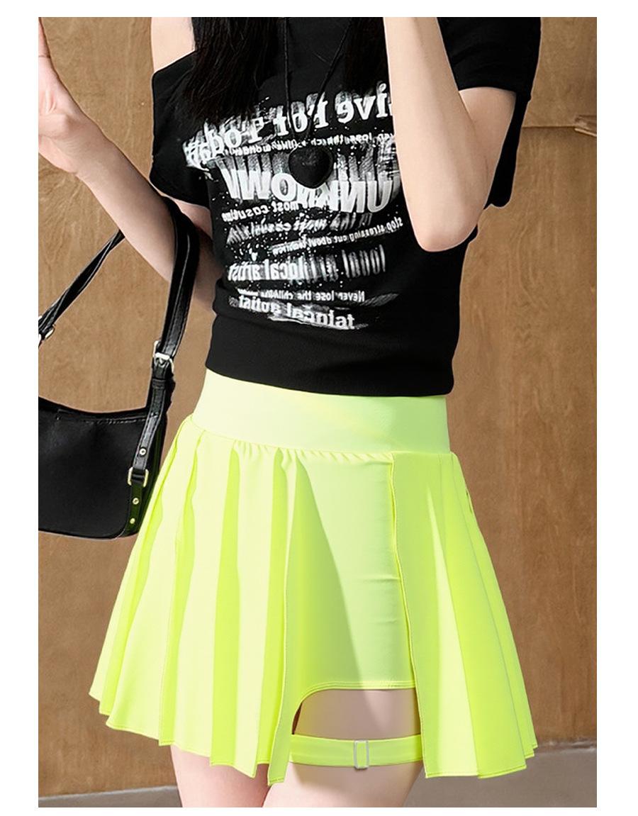 Breezeful High Waisted Pleated 2-in-1 Side & Pocket Asymmetric Hem Quick Dry Mini Dance Skirt Anti glare women's yoga clothes pleated skirt sports short skirt suitable for outdoor running tennis skirt,Daily outfit-02