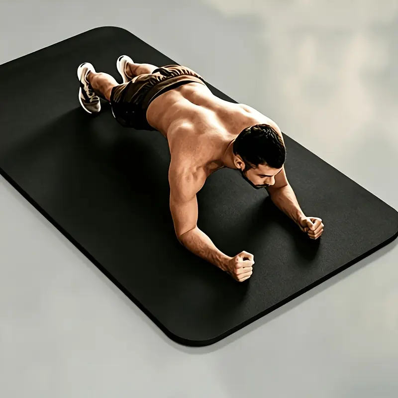 Exercise & Fitness Mat, 10mm Thick Rectangular NBR Mat for Men, Extra Long 200cm / 78.74in, Soundproof and Shock-Absorbing, Nitrile Butadiene Rubber, 200Cm/ 78.74Inch, Made Of Nbr Material, Gym Stuff, Yoga/Pilates, Nbr Rubber