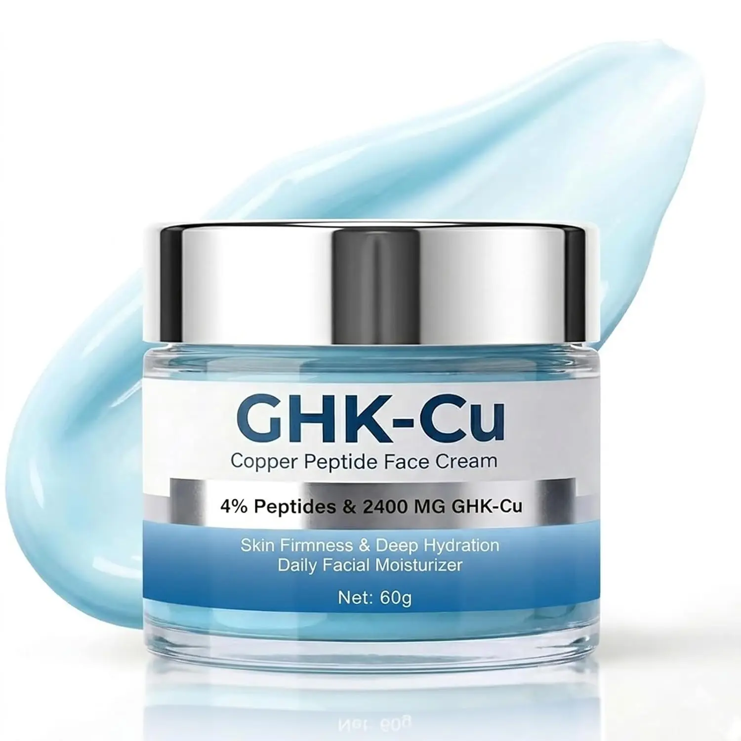 GHK-Cu Copper Peptide Face Cream, 2400mg Strength GHK Cu Complex, 4% Bioactive Peptide Formula for Face & Neck, Daily Facial Moisturizer Supports Skin Resilience & Suppleness, Hydrating Cream for Men & Women, 60g, Moisture, Ghk-Cu Moisturizers & Mists