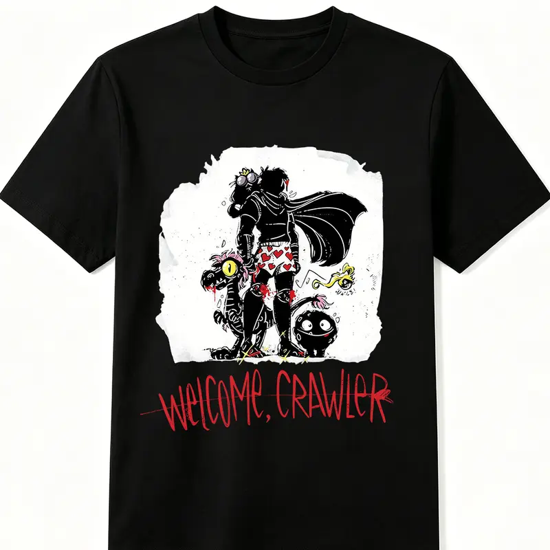 Dungeon Crawler Carl Men's cotton Tshirt Streetwear Gothic welcome Carl graphic tees, DCC Sci-Fi LitRPG Book Fan Halloween Family gift Vintage Retro Top Trending Machine Wash Safe