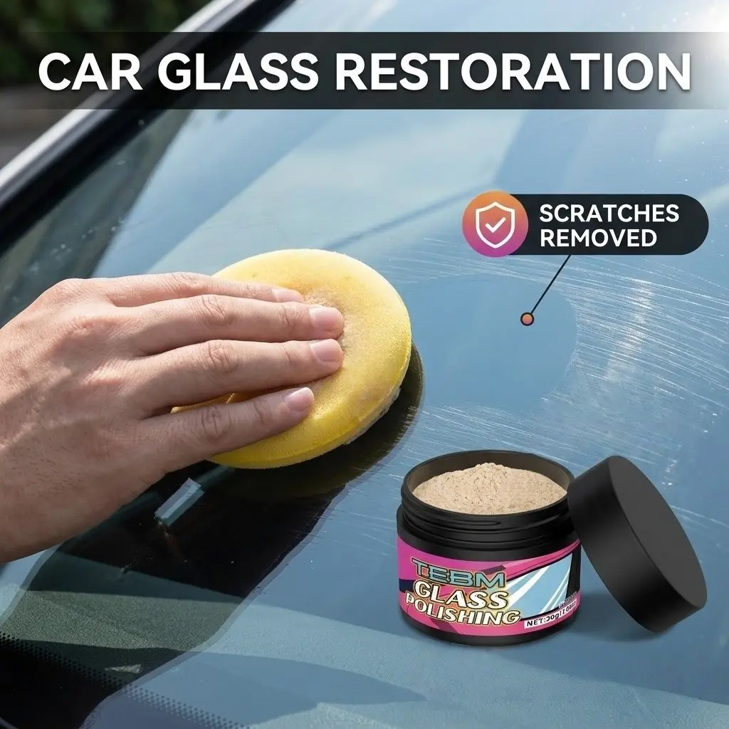 Glass Polishing Compound Powder, Removes Scratches and Water Stains, Eliminates Glare, Ideal for Car Windshield, Side Windows, Rear View Mirror, Car Care Products