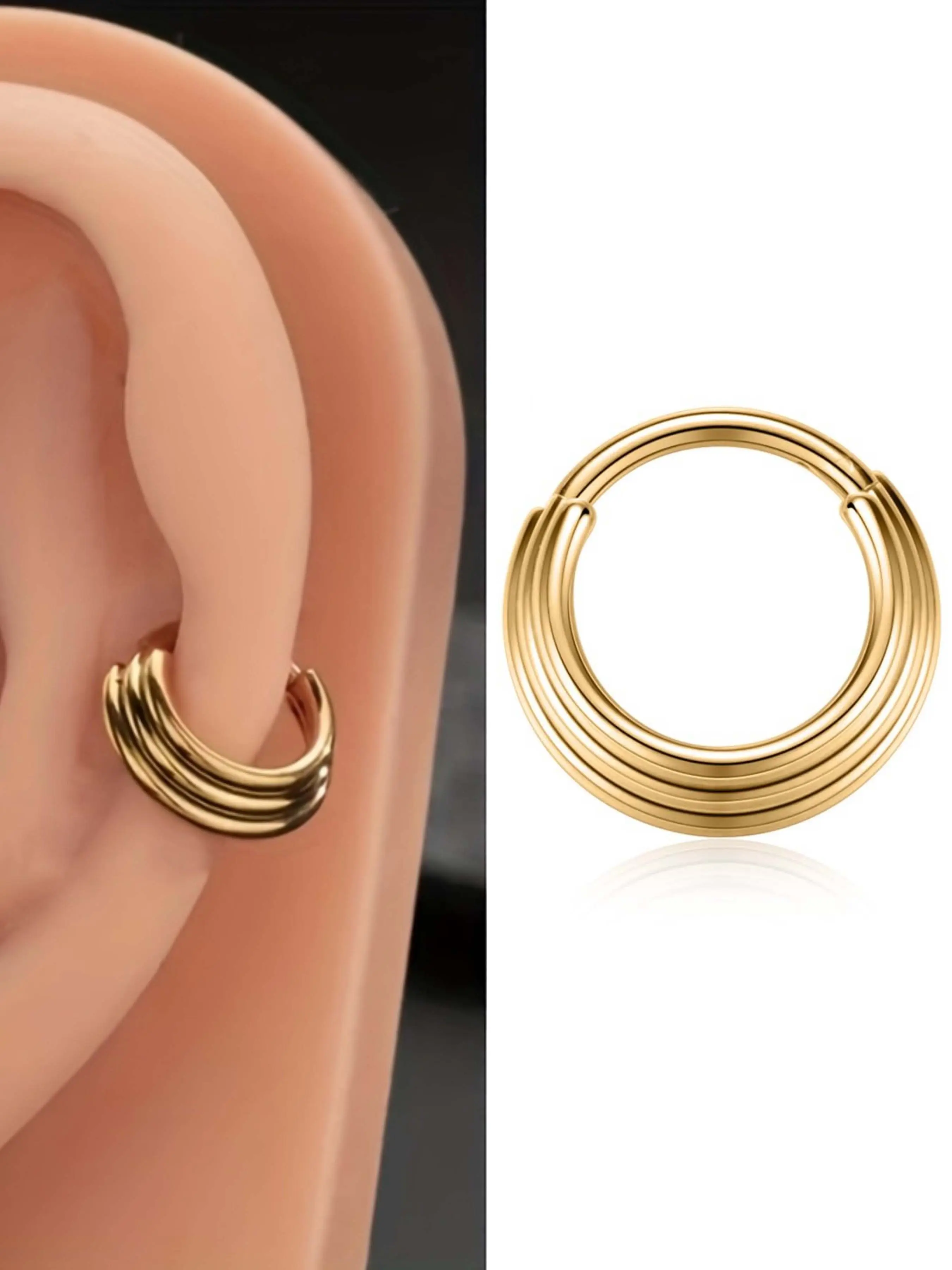 1pc 16g F136 Titanium Septum Hoop Nose Ring, Hinged Nose Ring, Nose Rings Hoops, Unisex Punk Style, All-Seasons Wear, Ideal for Cartilage & Tragus Piercings, Hinged Nose Hoops, Body Jewelry